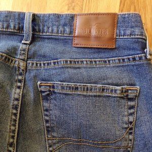 Men's Hollister Slim Straight Epic Flex 31W 30L Denim Jeans Distress Medium Wash